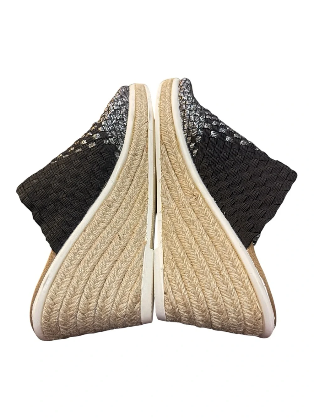 Bernie Mev Espa Cyrene Black Shimmer Espadrille Wedges Size 9 EU 40 NIB